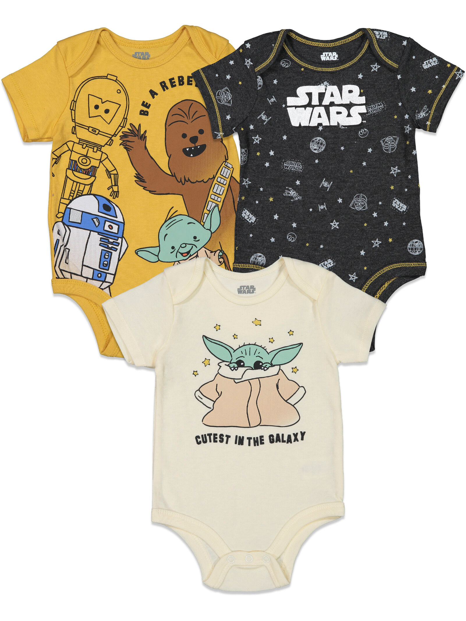 Star Wars Baby Boys' 3-Pack Short Sleeve Bodysuits