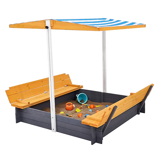 HONGGE Sandbox with Sand Pit and Bottom Liner for Outdoor Backyard Beach Park, Gift for Ages 3-12