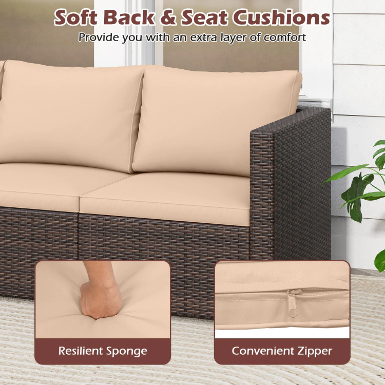 Hivvago 3 Pieces Outdoor Sectional Sofa Set With Soft Cushions