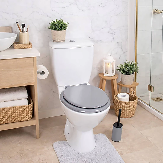 Evideco French Home Goods Round Molded Wood Toilet Seat 15.5" x 14.2" White