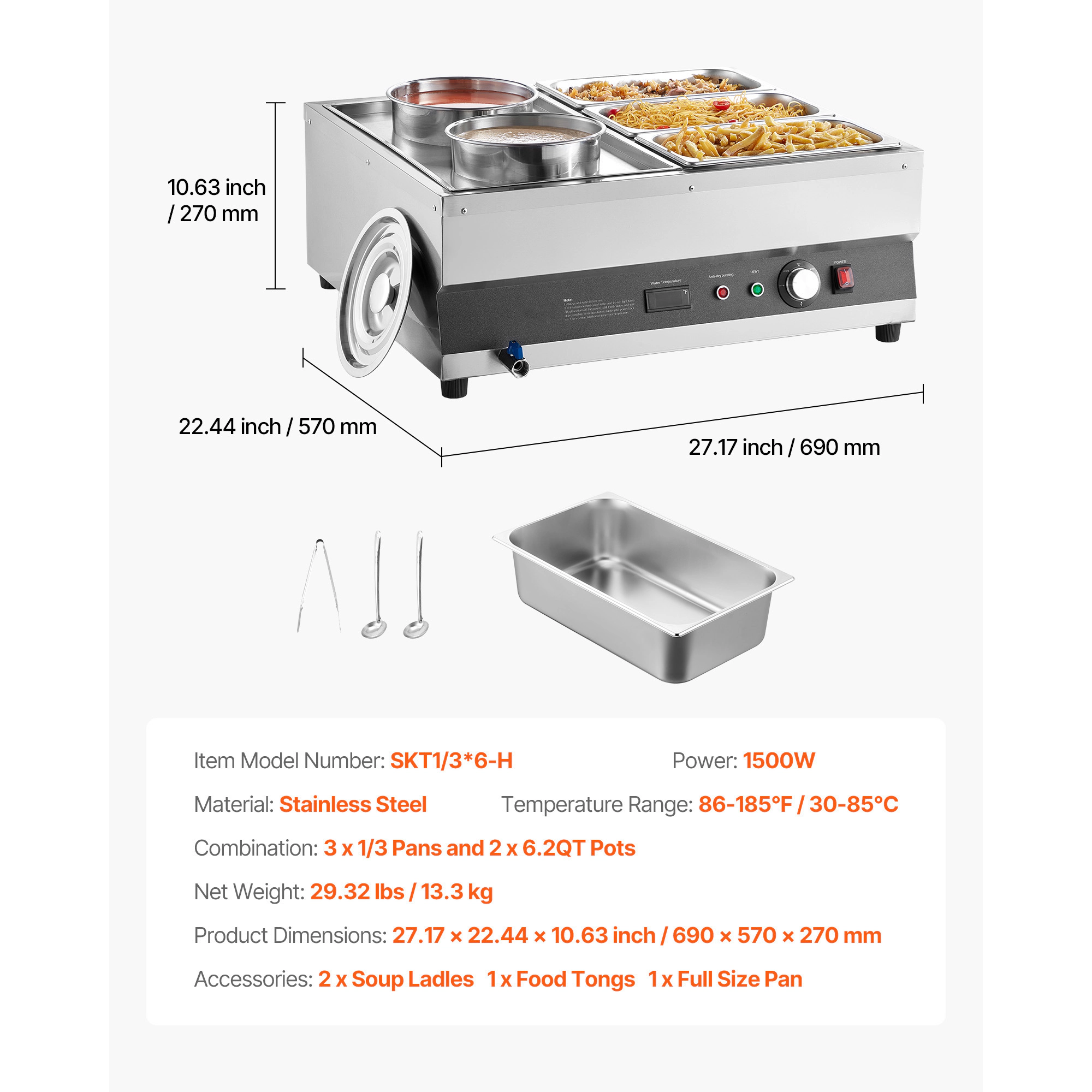 HONGGE Electric Soup Warmer Stainless Steel with Adjustable Commercial with Soup Station for Restaurant