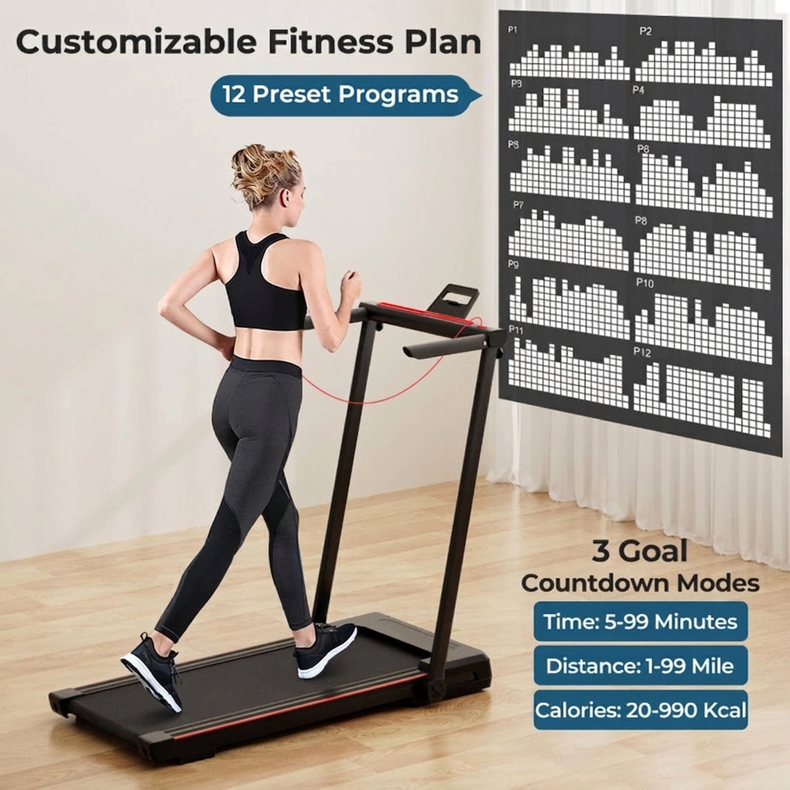 SUGIFT 3-in-1 2.5-HP 220-lb Capacity Folding Treadmill with Removable Acrylic Desk LCD Display and Remote