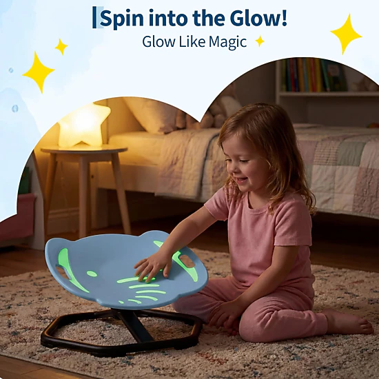 BebreezChic Sensory Spinning Chair for Kids, Glow in Dark Elephant, ADHD, Handles