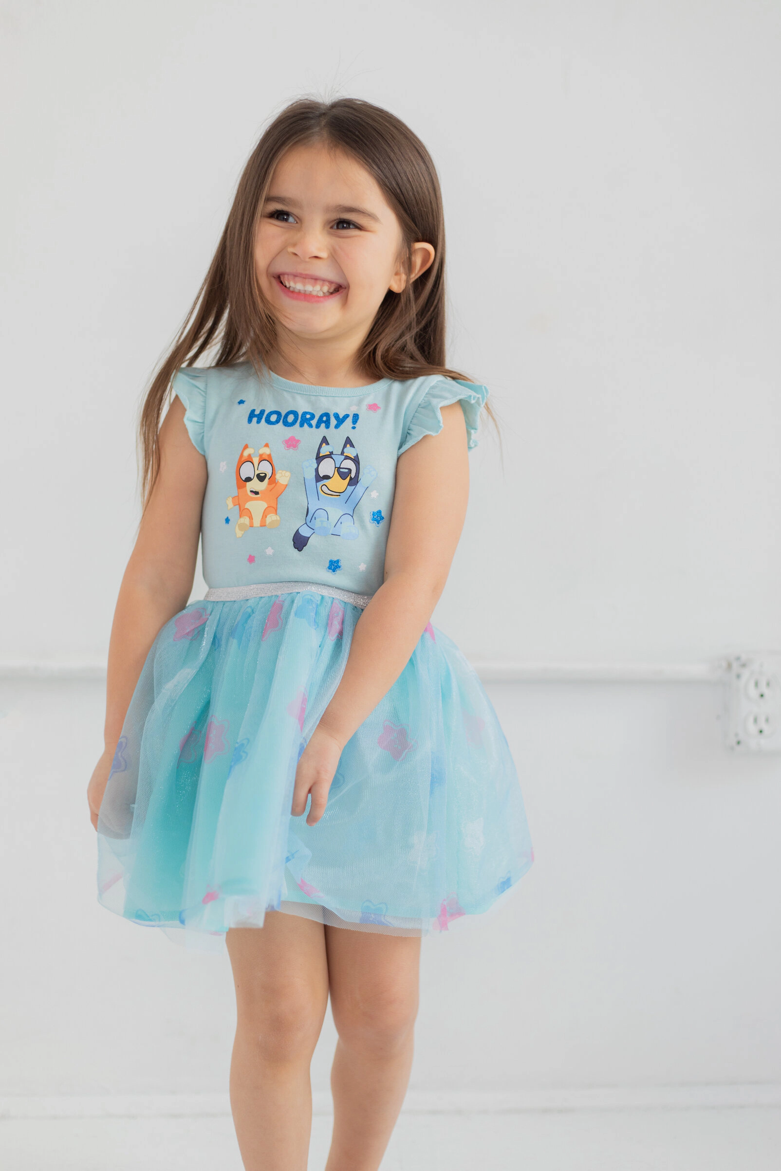 Bluey Girls' Short Sleeve Tulle Tutu Dress