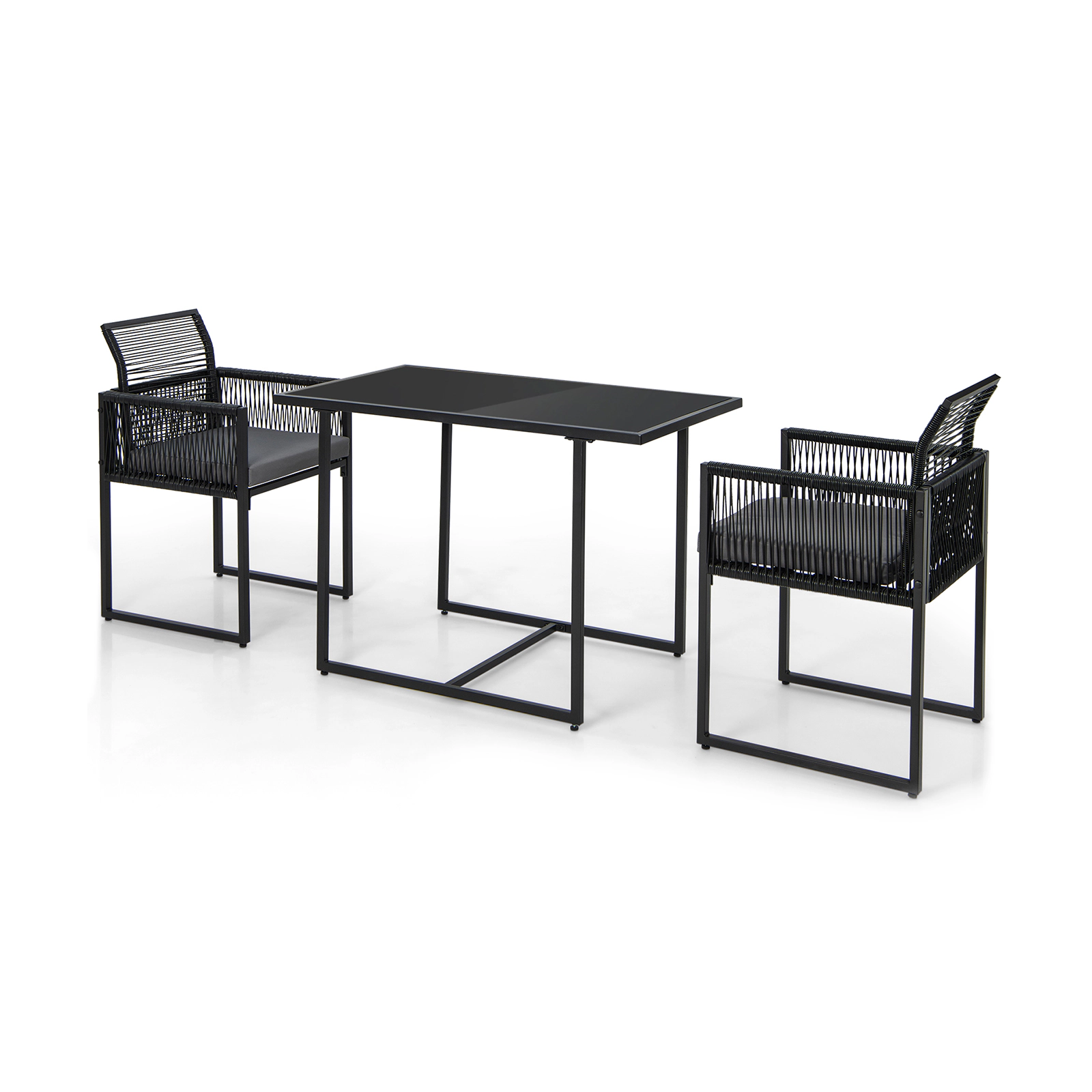 SUGIFT PE Rattan Outdoor Dining Set Folding Backrest Chairs & Seat Cushions 330-lb Chair Capacity 155-lb Table Capacity