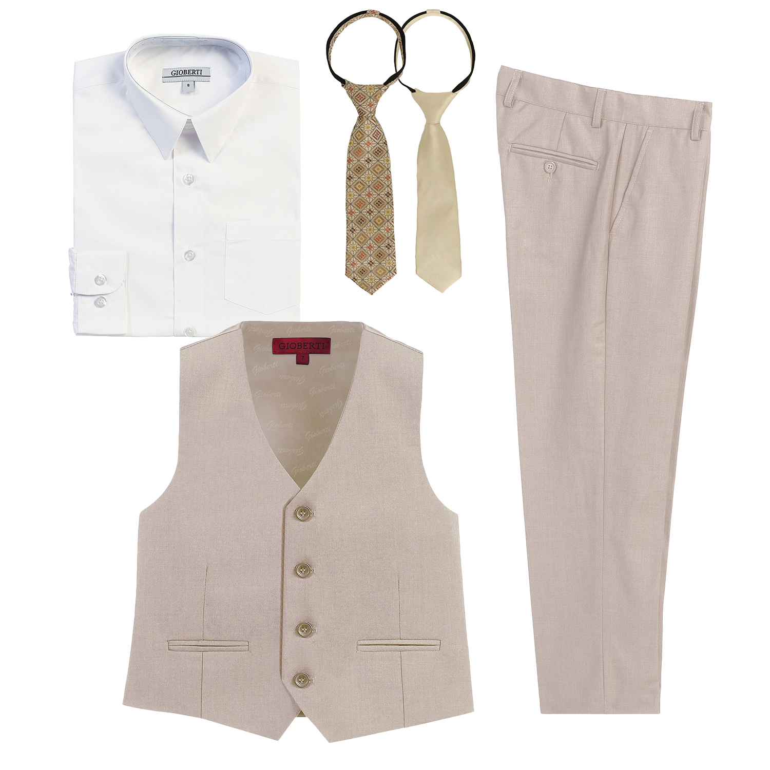 Gioberti Boy's 5 Piece Vest And Pants Set With Shirt Ties