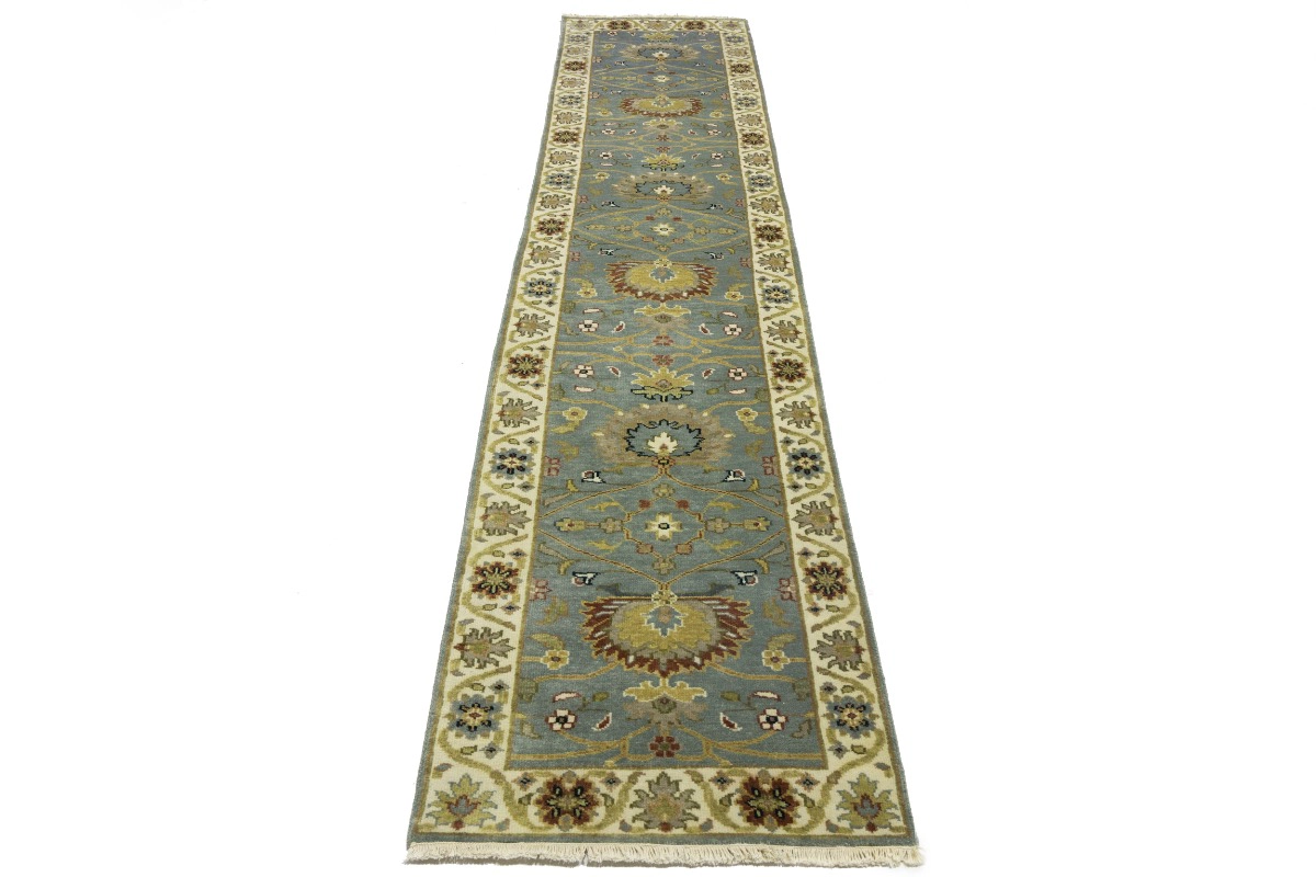 Magic Rugs Blue-gray Floral Osh Chobi 2'5X12 Peshawar Oriental Runner Rug
