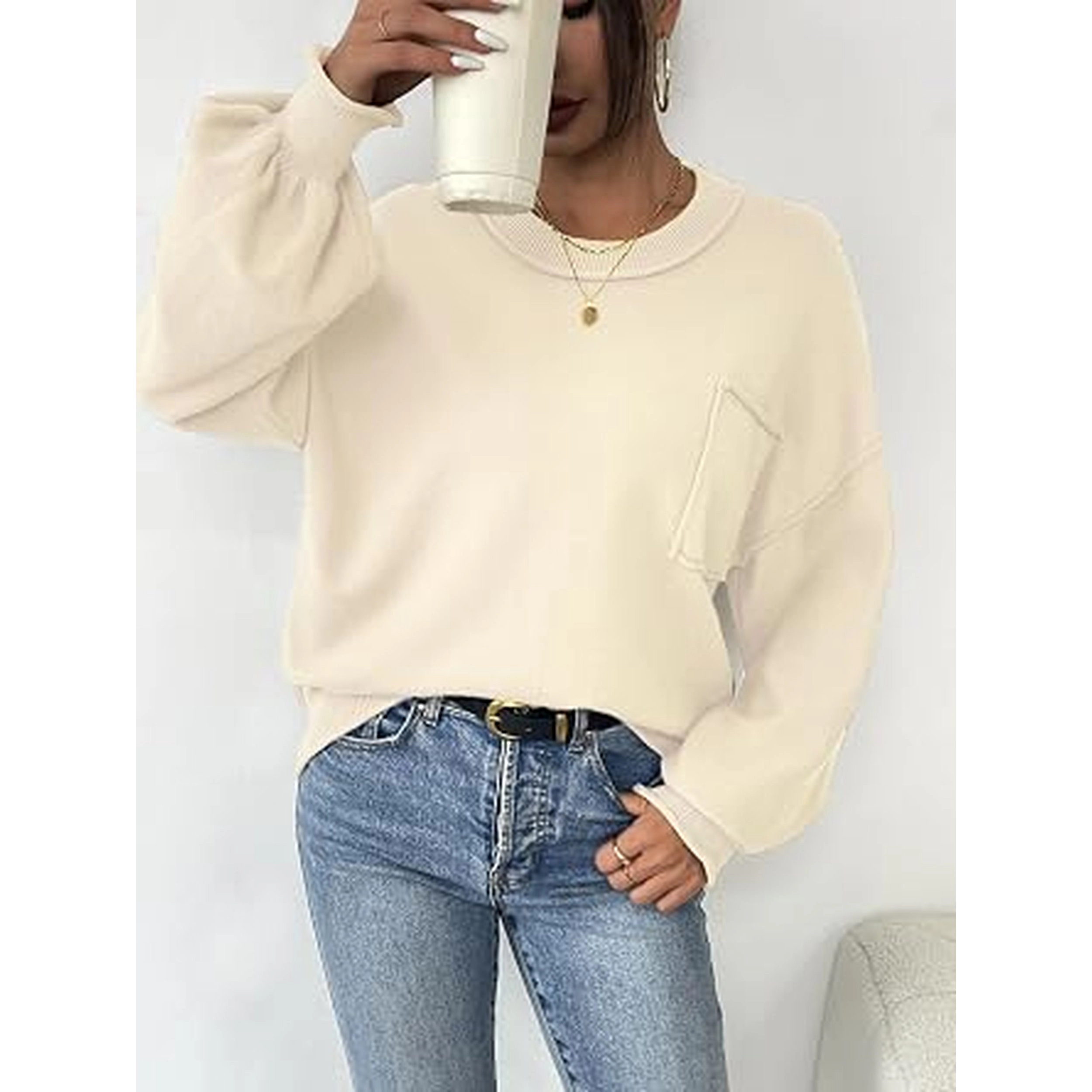 Zeagoo Women's Oversized Lantern Long Sleeve Knitted Pullover