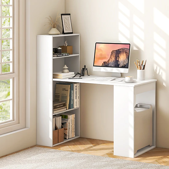 SUGIFT 6-Tier Storage Shelves and Bookcase Workstation 48 Inch Computer Desk
