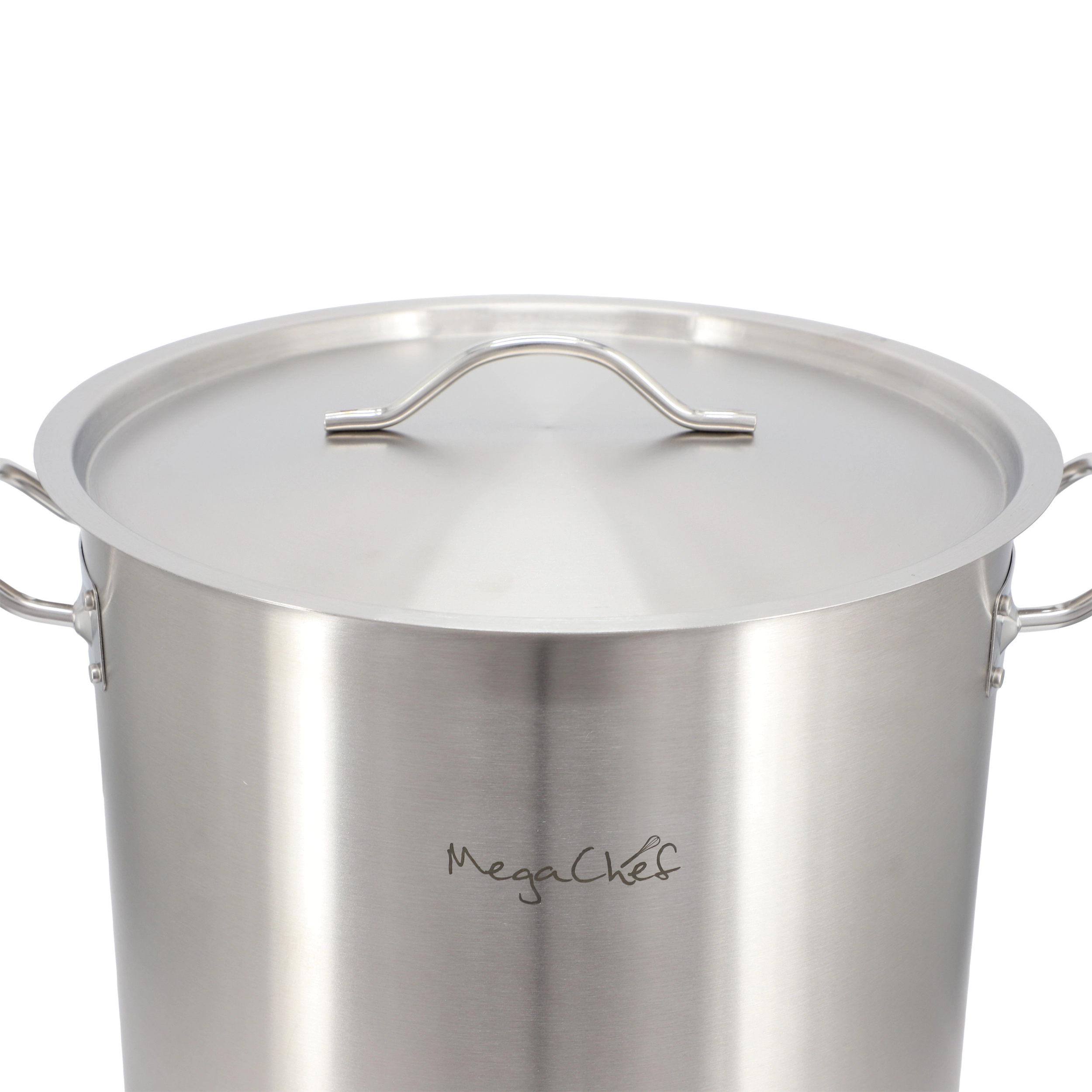 MegaChef Professional Kitchen 38.5 Quart Round Stainless Steel Stock Pot with Lid