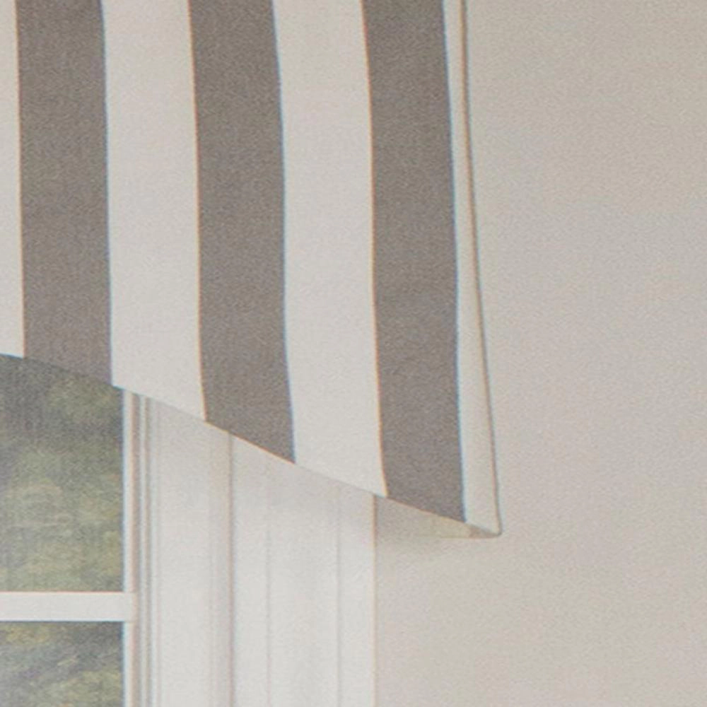 RLF Home Awning Stripe 3" Rod Pocket Window Valance Curtain 50" x 17" Gray