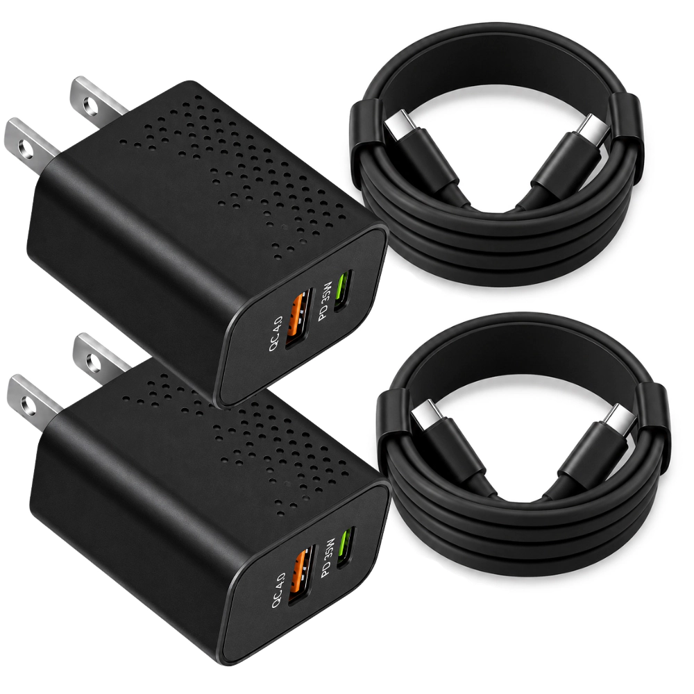 Qixxronics Fast USB C Charger 35W with 3FT USB-C Cable for Motorola Razr foldables, Edge, Moto G Stylus 5G [2Pack]