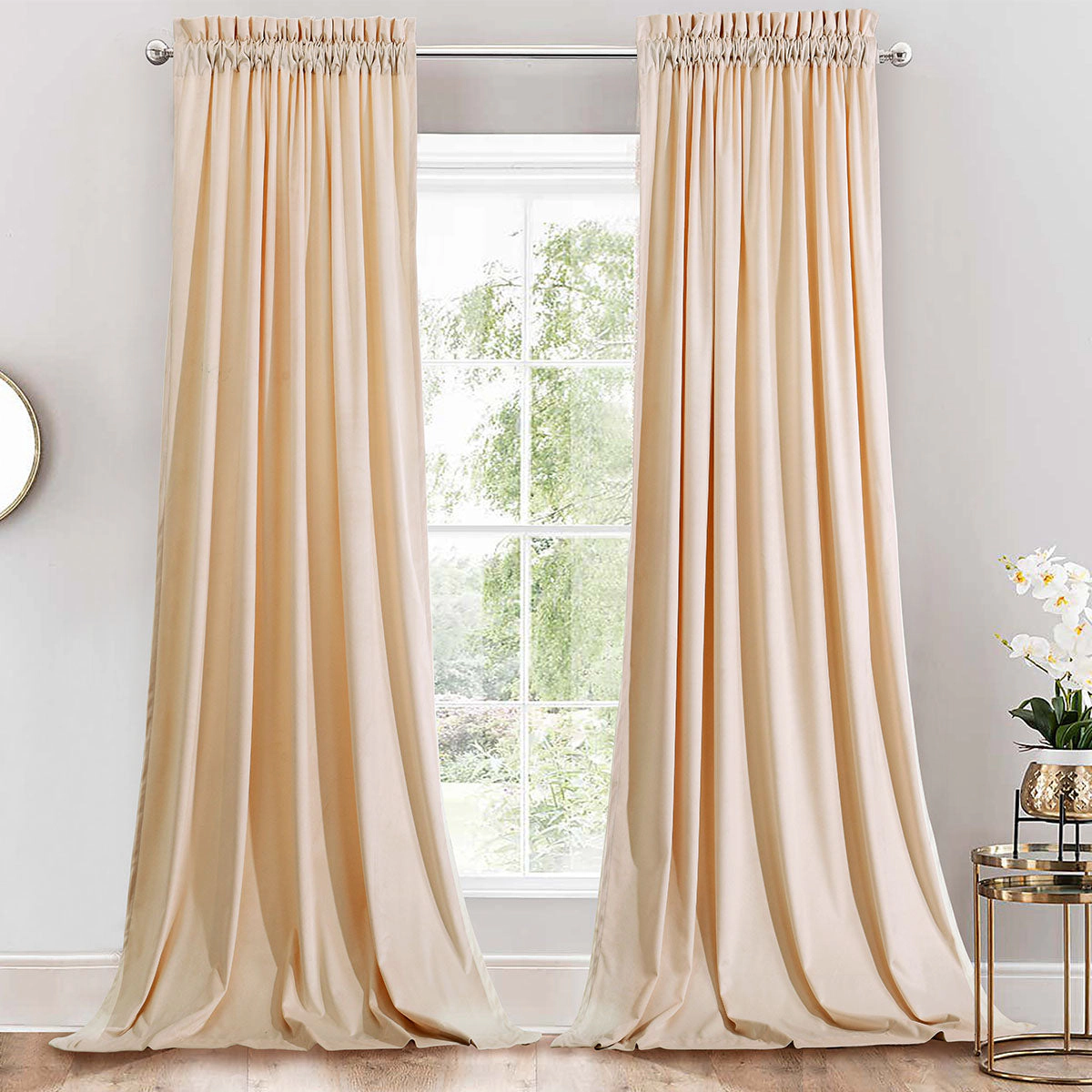Egyptian Linens Heavyweight Velvet Rod Pocket Curtain Panels Set of 2, 52 W x L