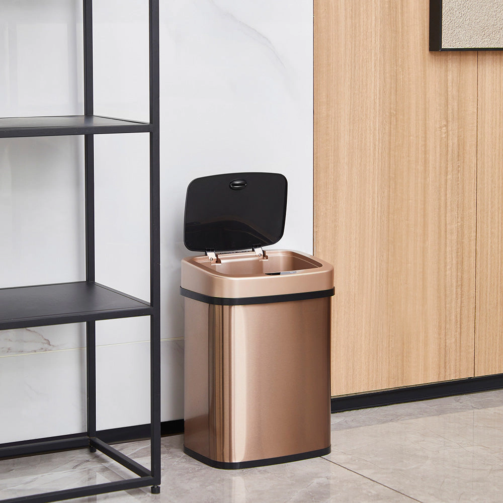 Ninestars Rectangular 3.2-Gallon Stainless Steel Motion Sensor Trash Can