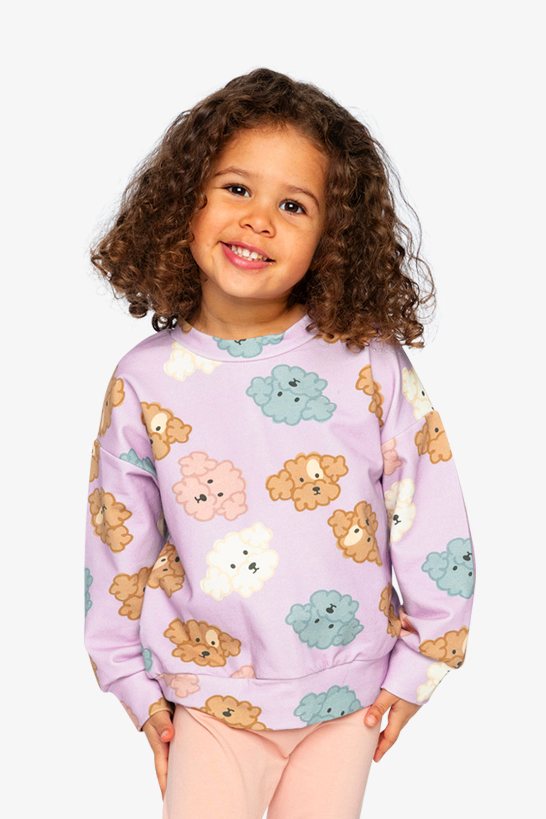 Deux par Girls Poodle Print French Terry Sweatshirt