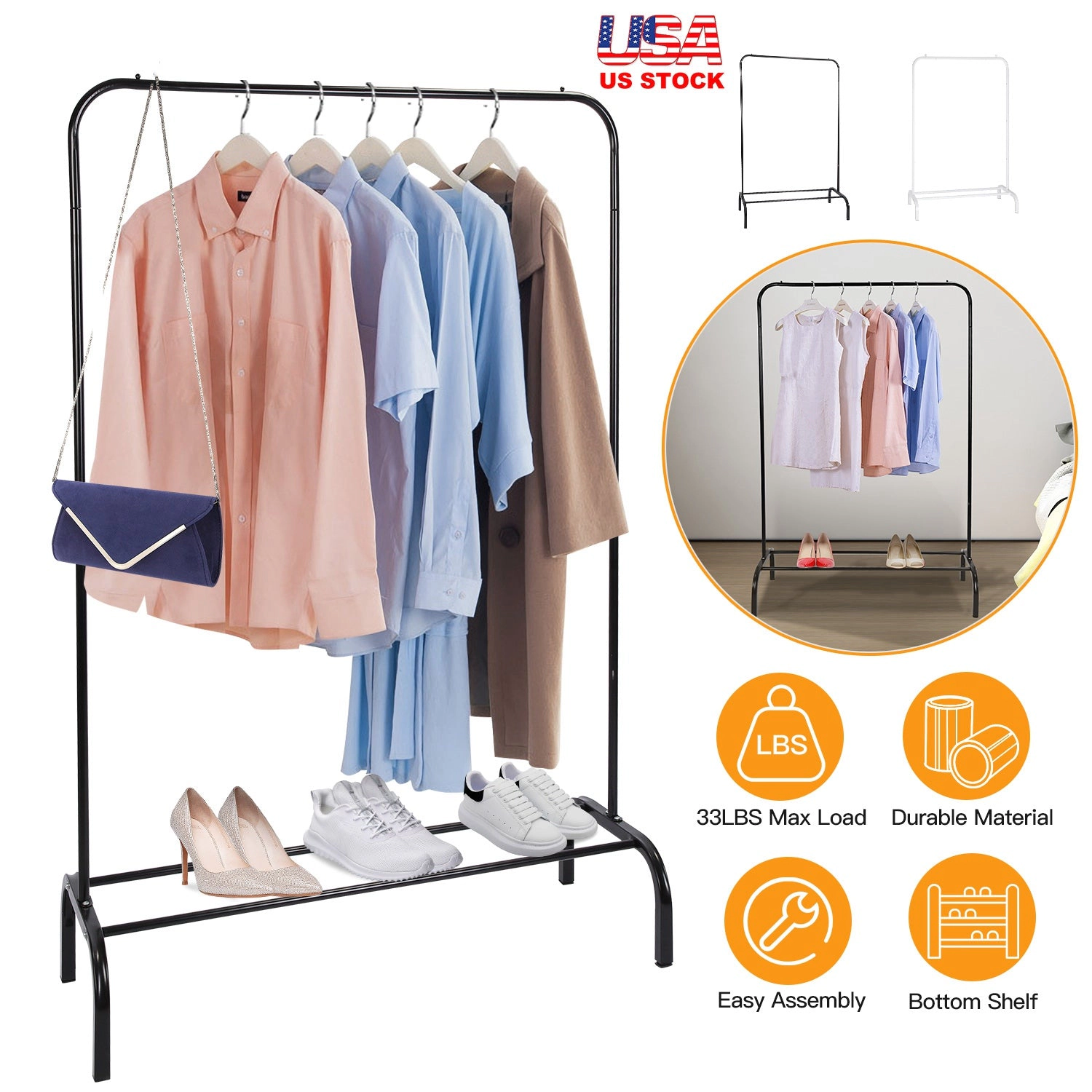 GBruno Iron Freestanding Garment Rack With Shelf
