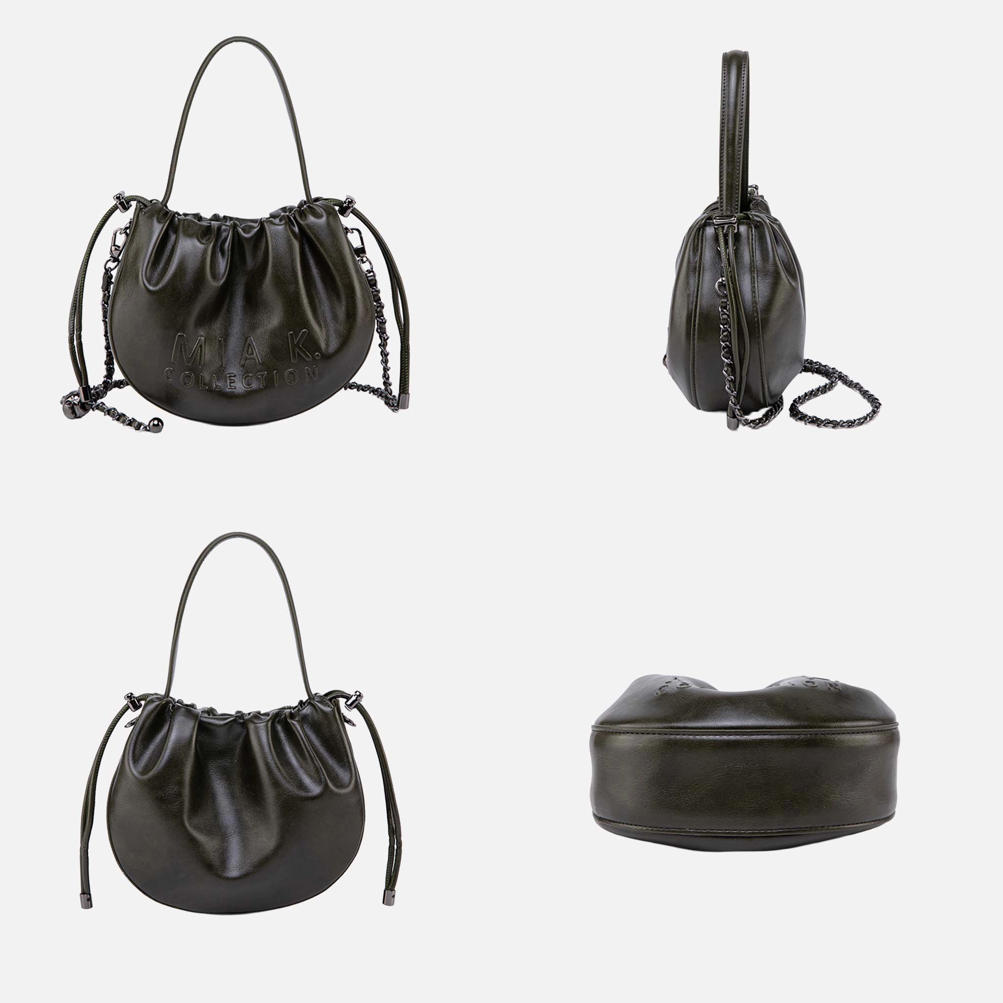 Mia K Collection Faux Leather Crossbody Bag, Adjustable Strap, Gunmetal Hardware