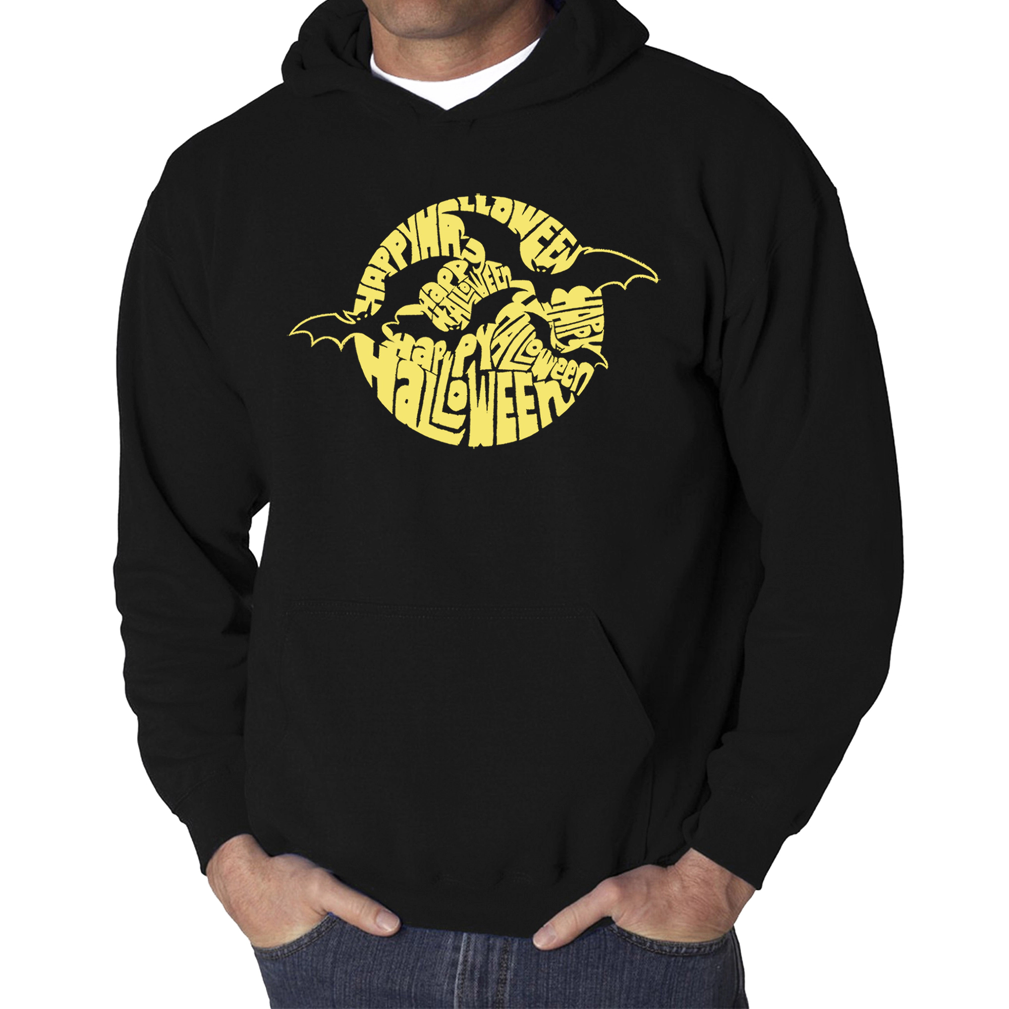 LA Pop Art Men's Word Hooded Sweatshirt - Halloween Bats