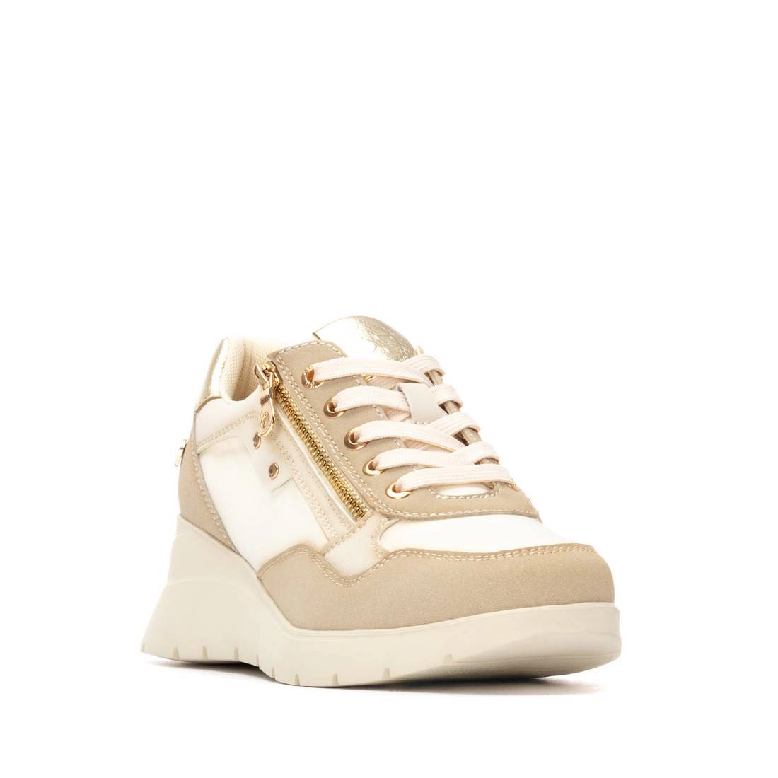 XTI Women's Casual Wedge Lace- Up Sneakers