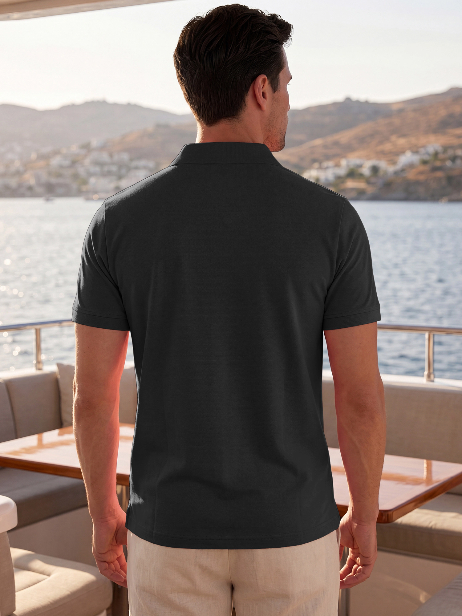 INSPIRE CHIC Men's Short Sleeve Stretchy Golf Polo Shirt