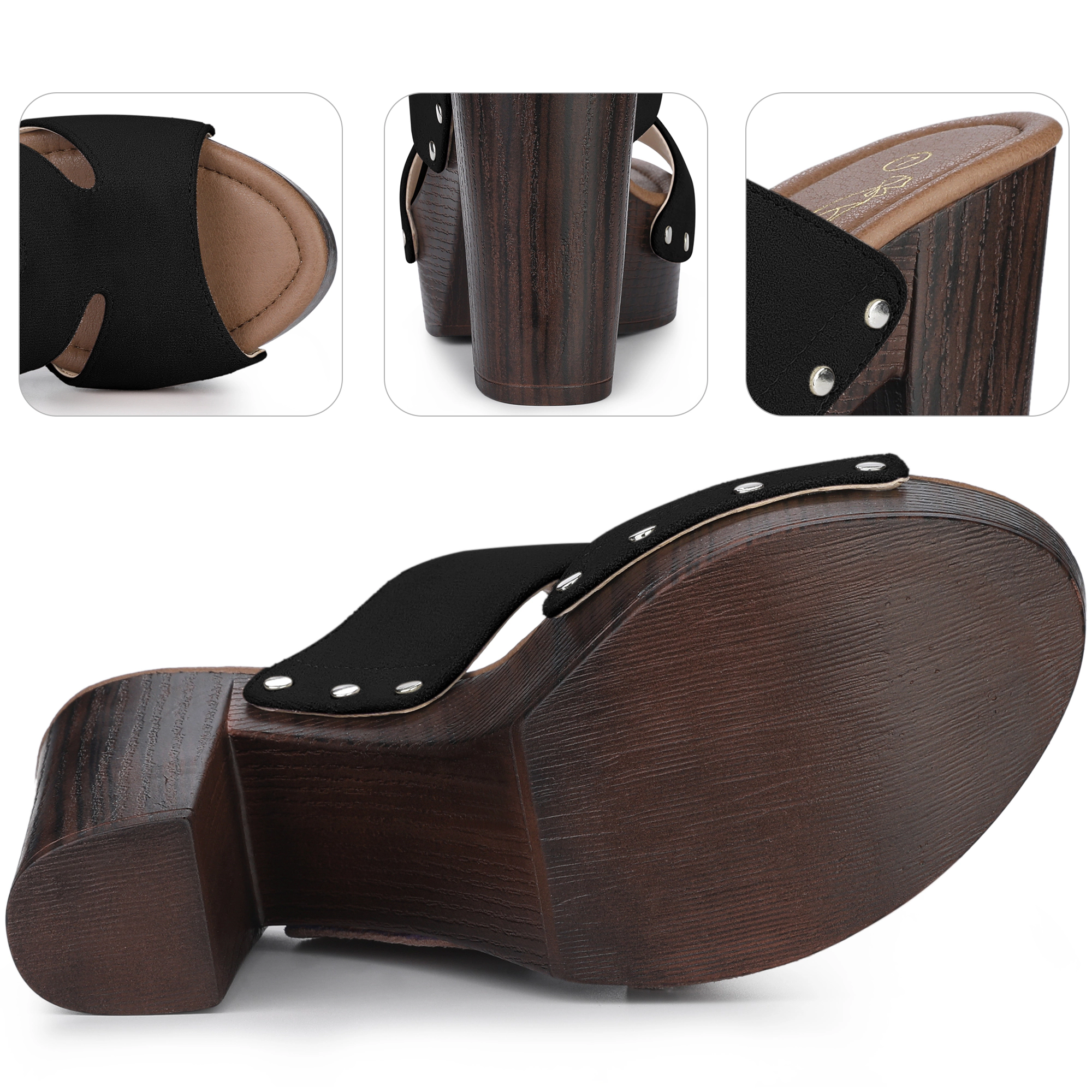 BLISSFUL STEP Women's Platform Slip-on Chunky Heel Sandals