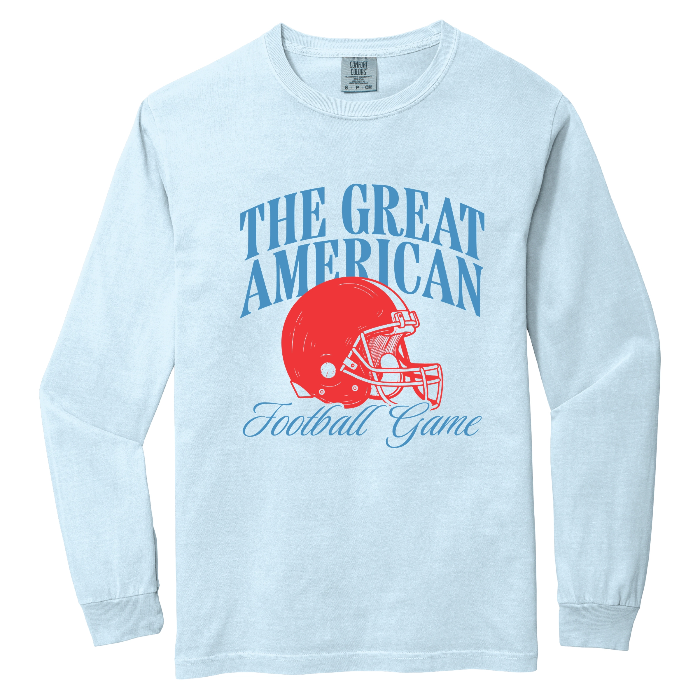 Simply Sage Market - Women's Garment Dyed Long Sleeve Graphic T-Shirt The Great American Football Game