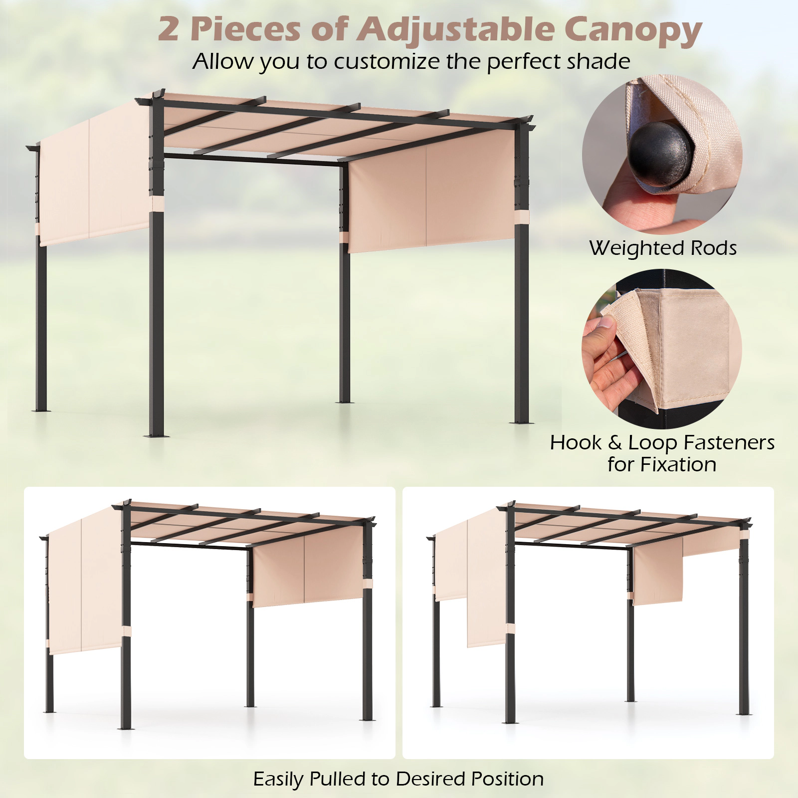 Hivvago Modern Outdoor Pergola with Retractable Canopy