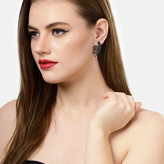 AGP PARIS Womens Black Serpent Stud Earrings