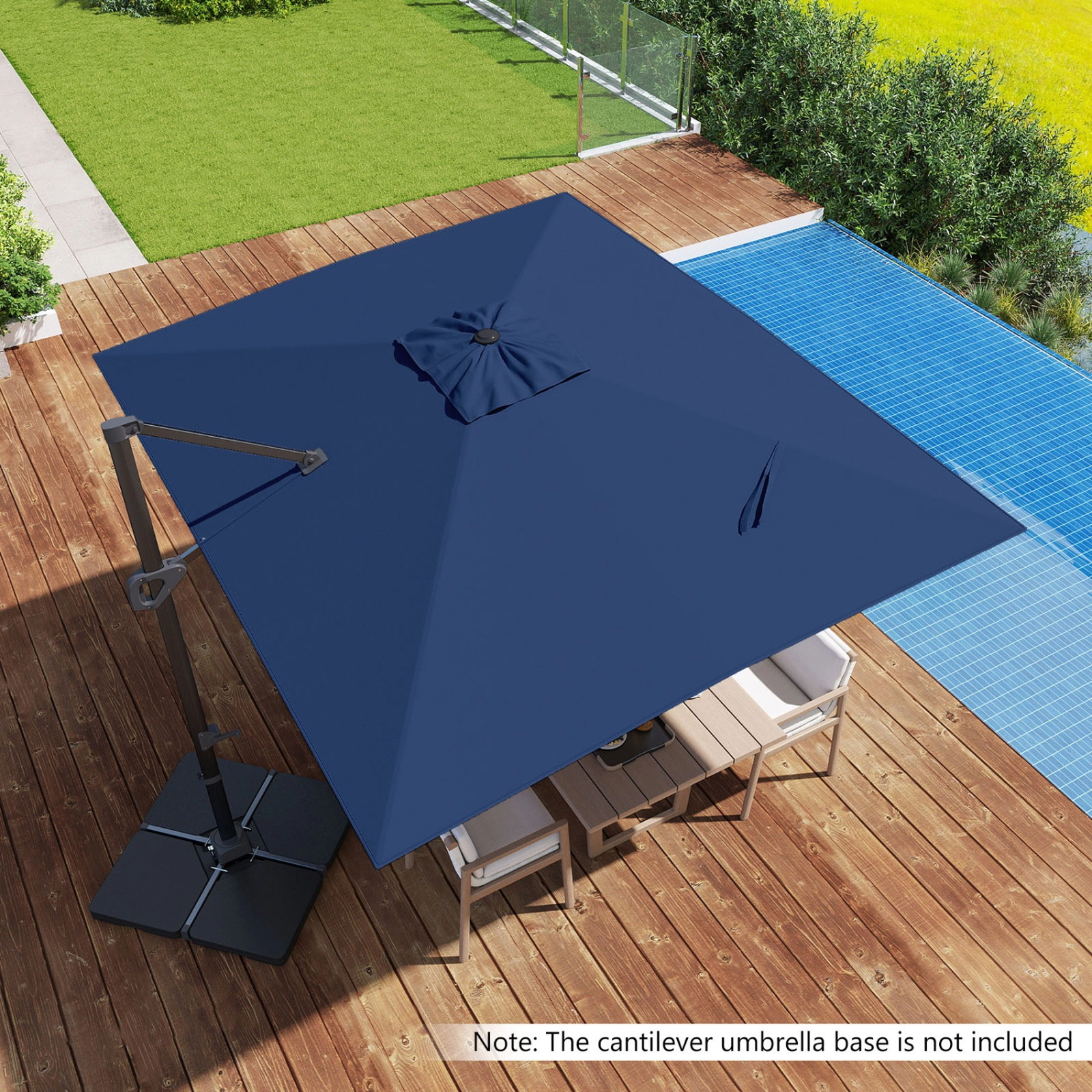 SUGIFT Navy 11 x 9 ft Rectangular Cantilever Patio Umbrella with 6 Tilt Positions