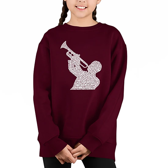 LA Pop Art Girl's Word Art Sweatshirt - All Time Jazz Songs