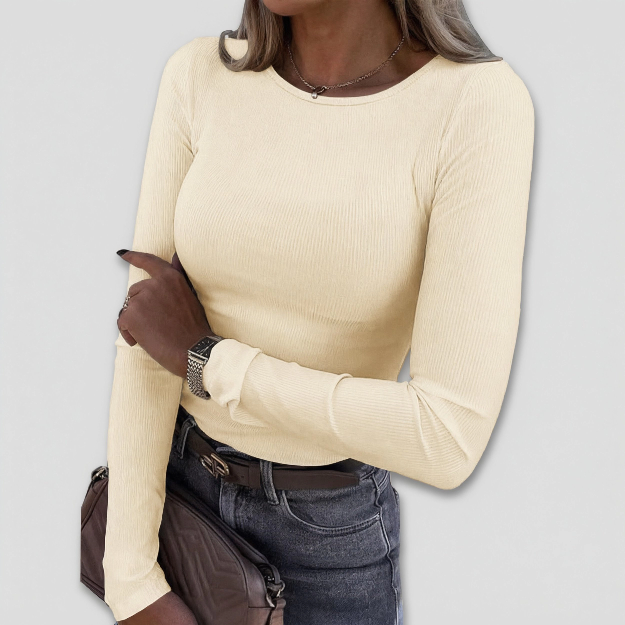 Zeagoo Women Ribbed Crew Neck T Shirt