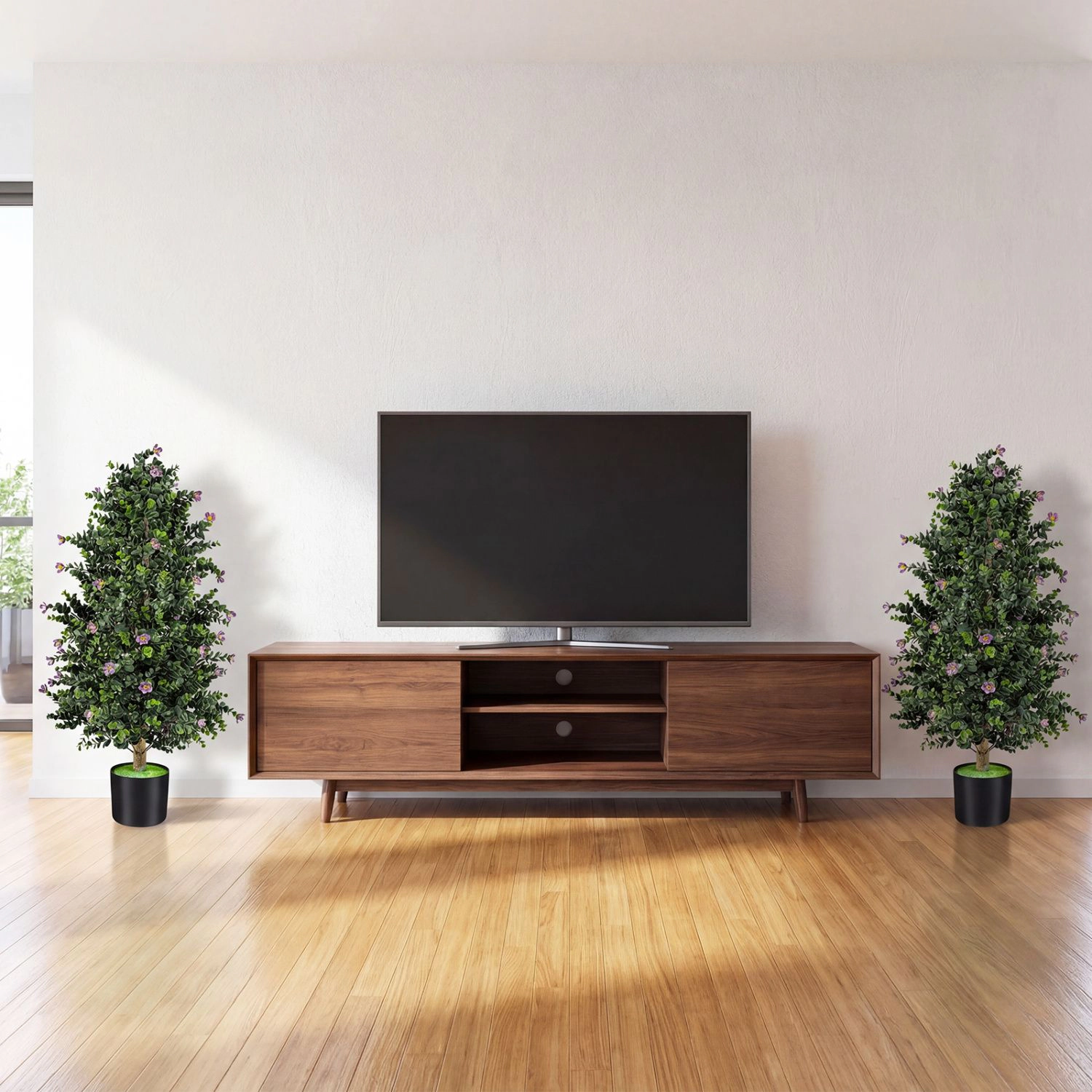 Slickblue Artificial Topiary Tree with Cement Pot for Indoor Outdoor