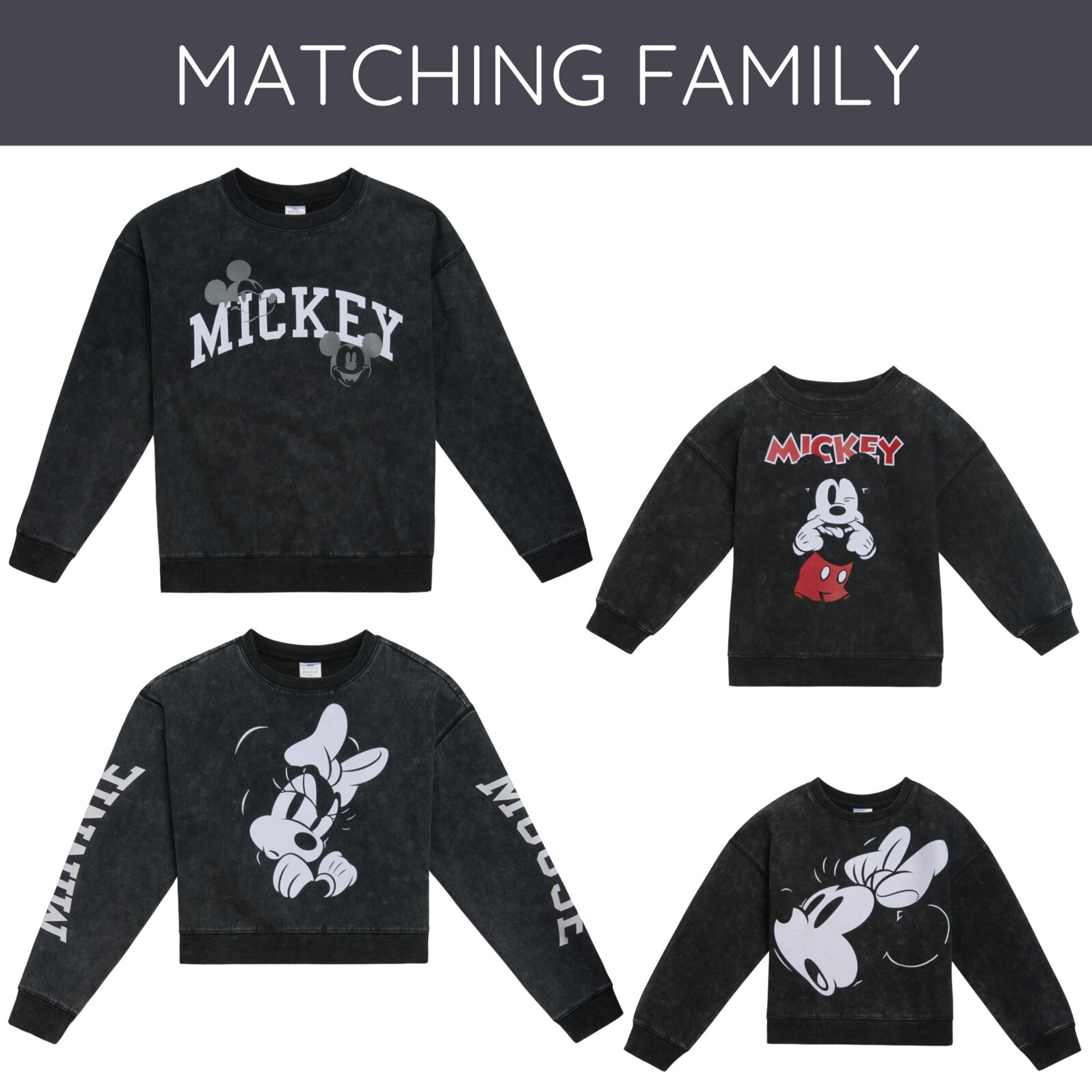 Disney Mickey Mouse & Friends Matching Family Mineral Wash French Terry Pullover Sweatshirt