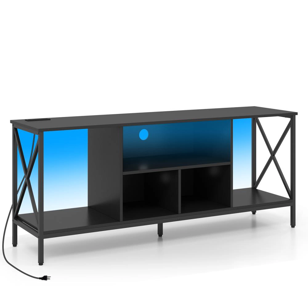 Hivvago Tv Stand With Led Lights For 65 Inch Entertainment Center Power Outlets