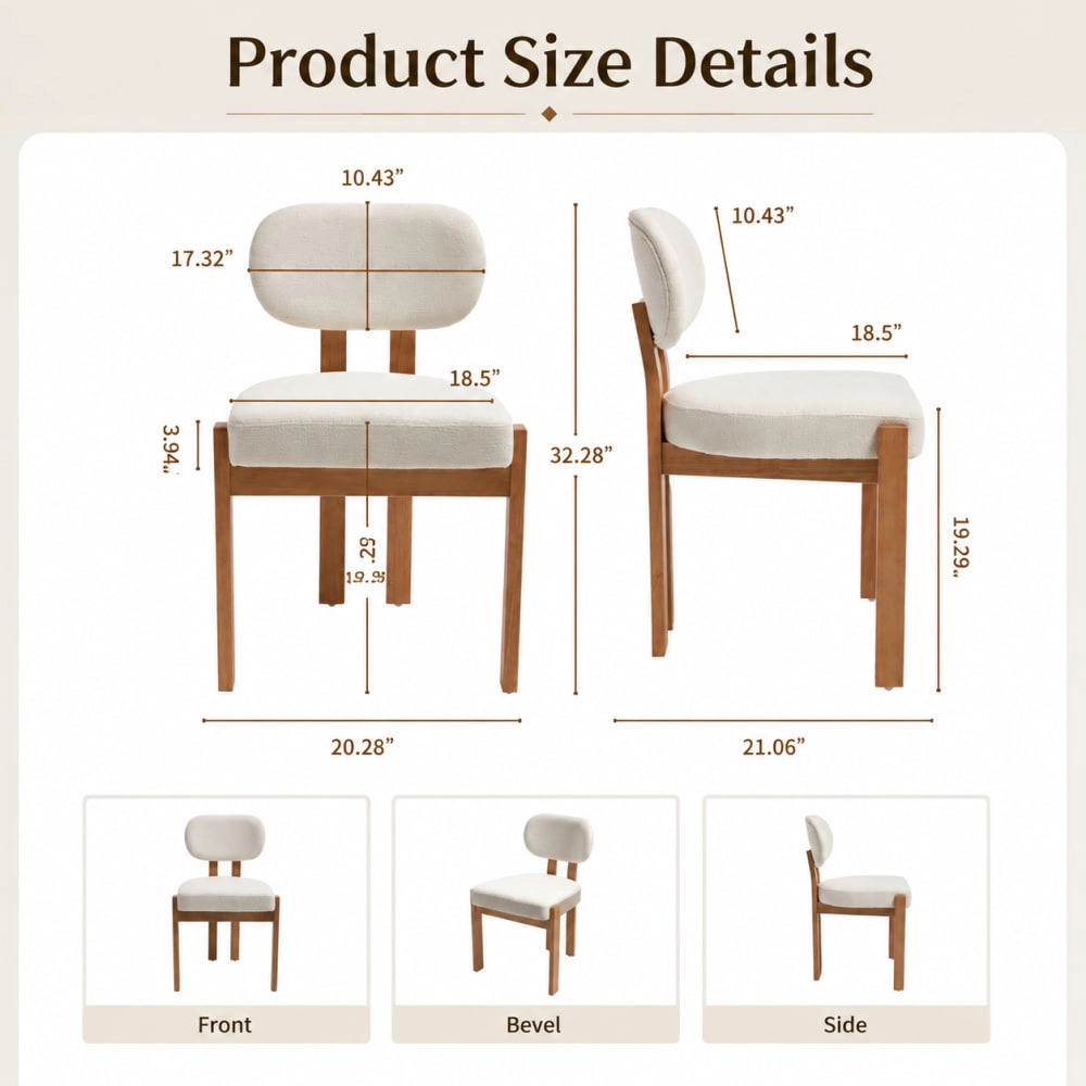 GOODSILO Upholstered Fabric Dining Chair Solid Rubber Wood Frame
