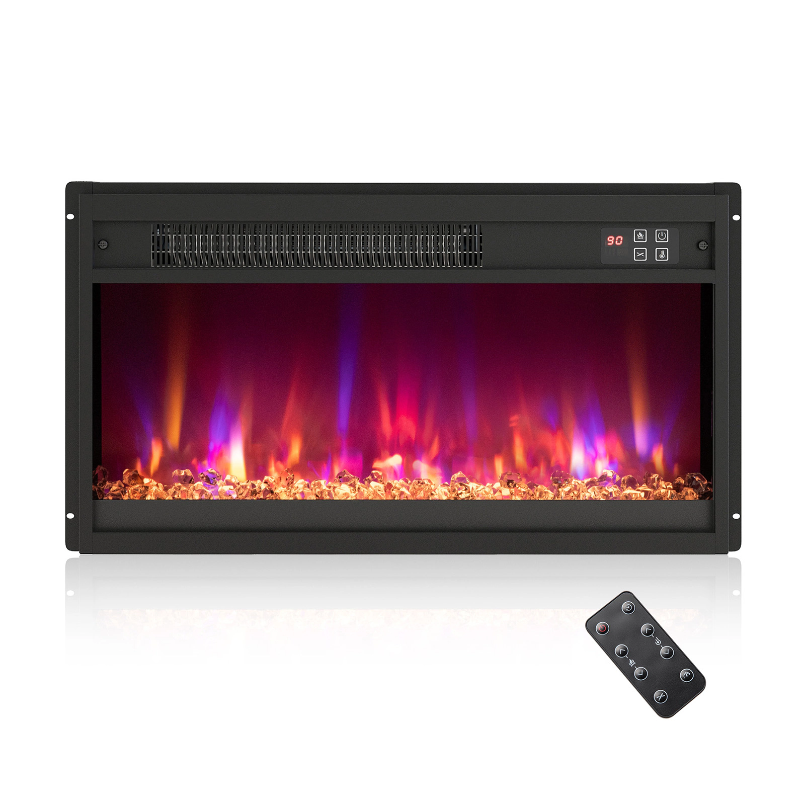 SUGIFT 23-Inch Recessed Electric Fireplace Insert, 1500W, 5120 BTU, 8 Flame Colors, 6 Ember Bed Colors