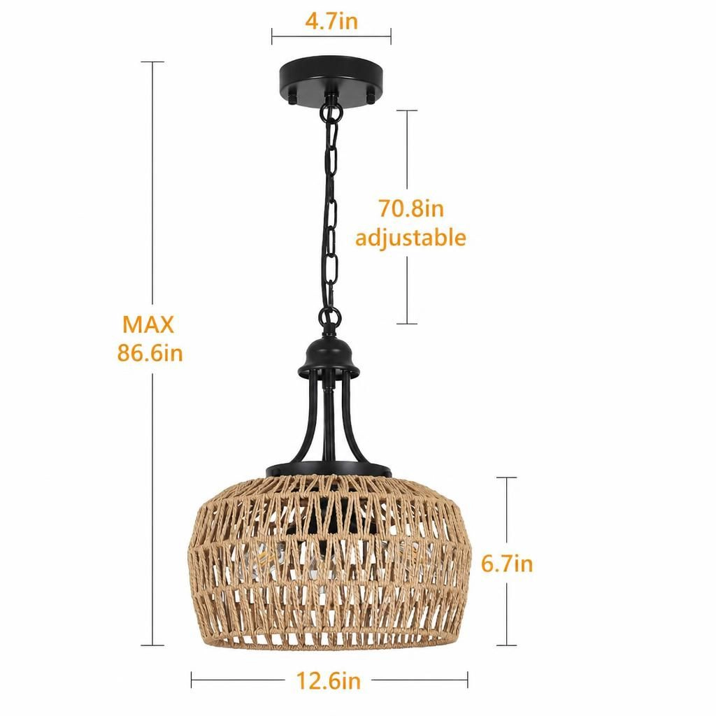 ELEMENT ACE Natural Rattan Metal Flush Mount Ceiling Light