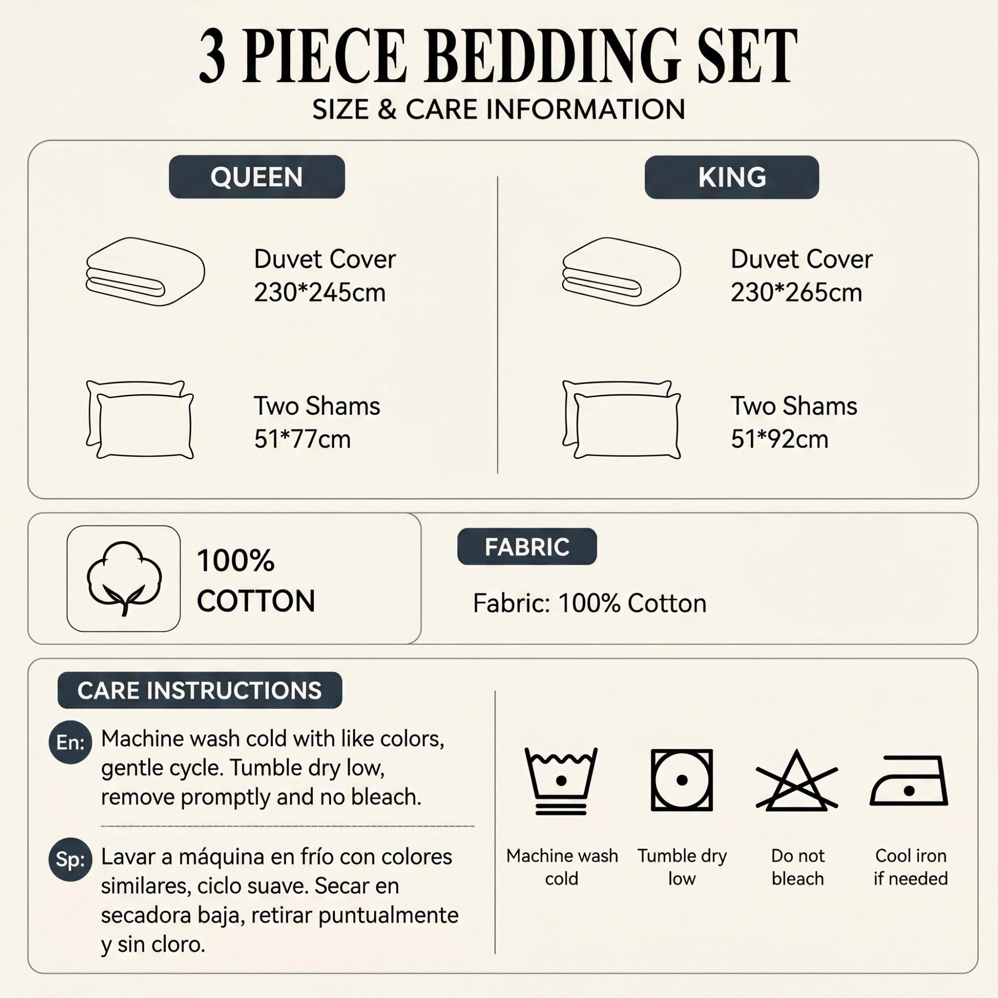 Alilang Unisex 3-Piece Cotton Bedding Set with Duvet Cover and Pillowcases Soft Washed Fabric Small Floral Print Design