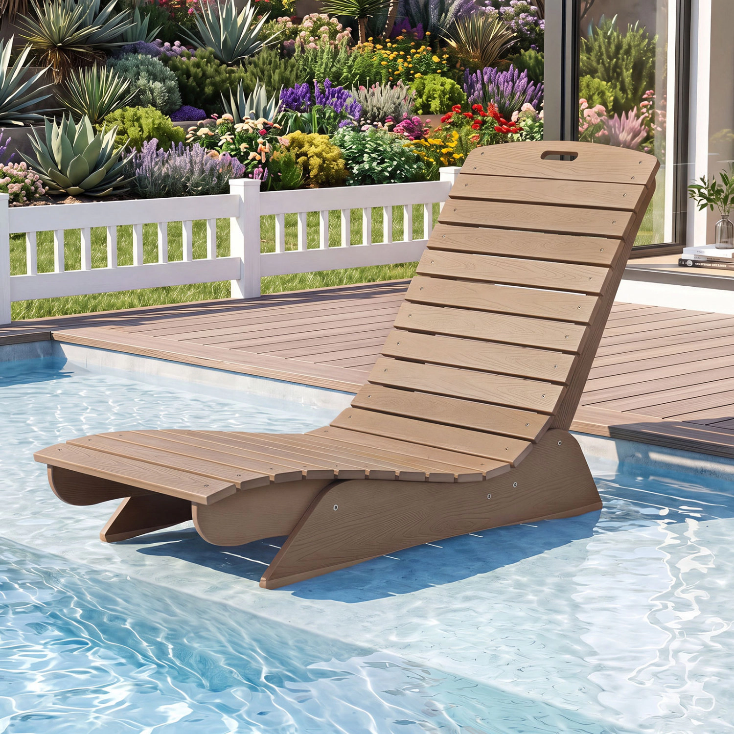 LJG Fade-Resistant Outdoor Lounger with Contoured Shape for Deck Poolside