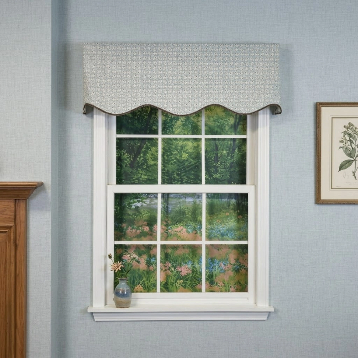 RLF Home Blast Trimmed Provance Window Valance 100% Cotton Lined Rod Pocket 50" x 17