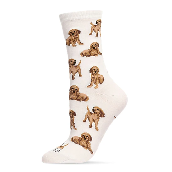 Memoi Women's Golden Retriever Bamboo Blend Crew Socks, Color ...