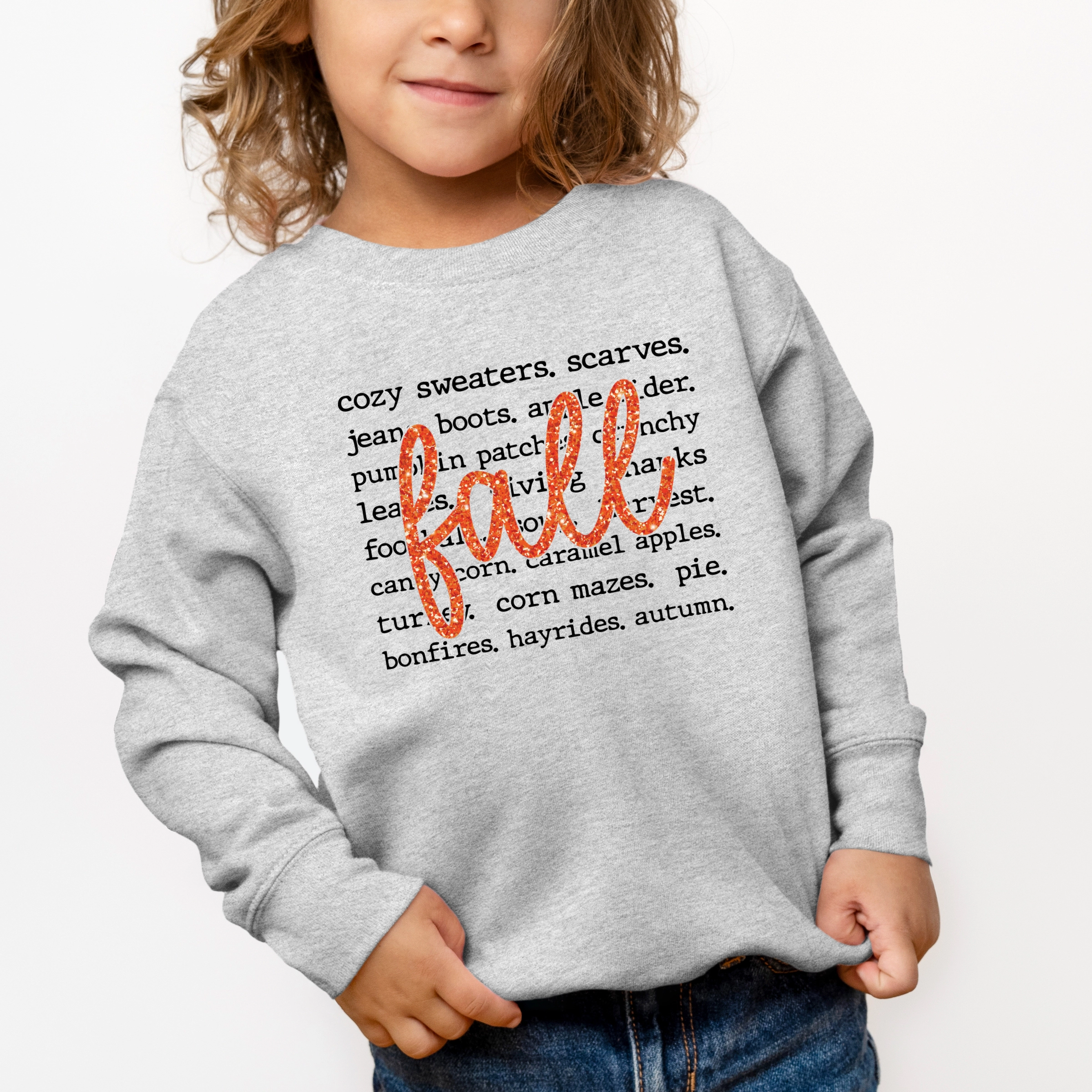 The Juniper Shop - Toddler Graphic Sweatshirt Fall Cursive Text Glitter