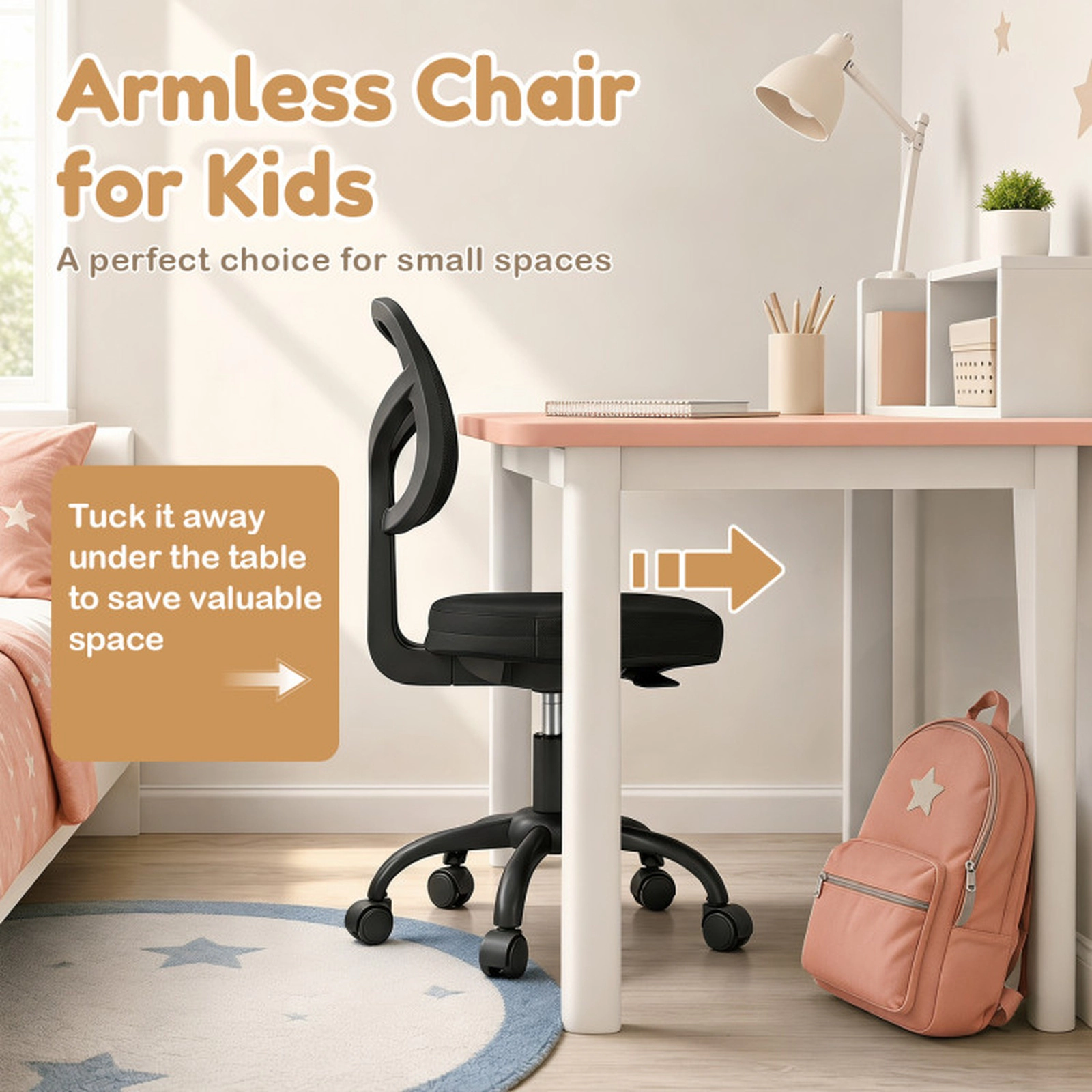 SUGIFT Adjustable Height Mesh Back and Removable Seat Cushion Kids Desk Chair