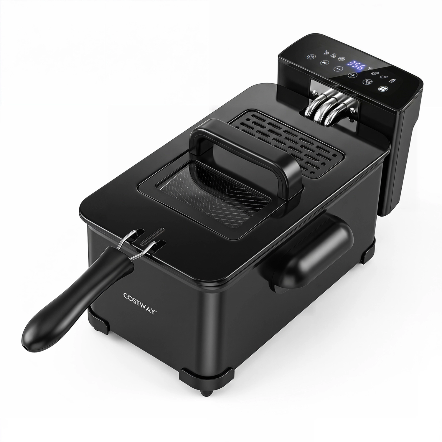 LJG 3.2-Qt Electric Deep Fryer with 1700W LED Touch Screen and Enamel Oil Tank