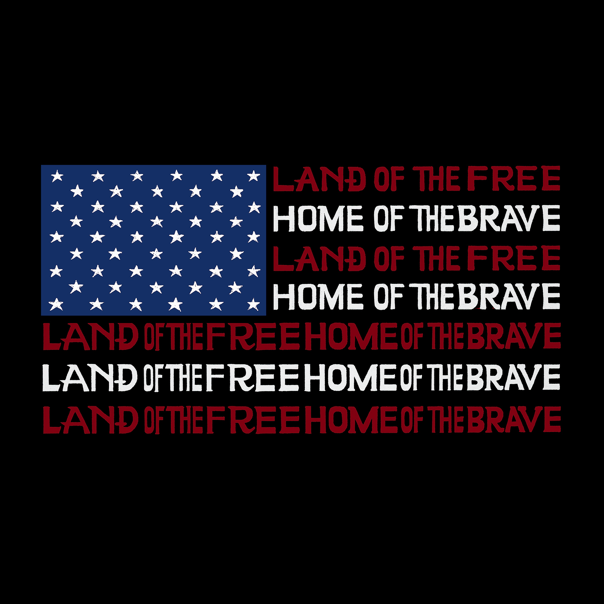LA Pop Art Men's Word T-Shirt - Land Of The Free American Flag