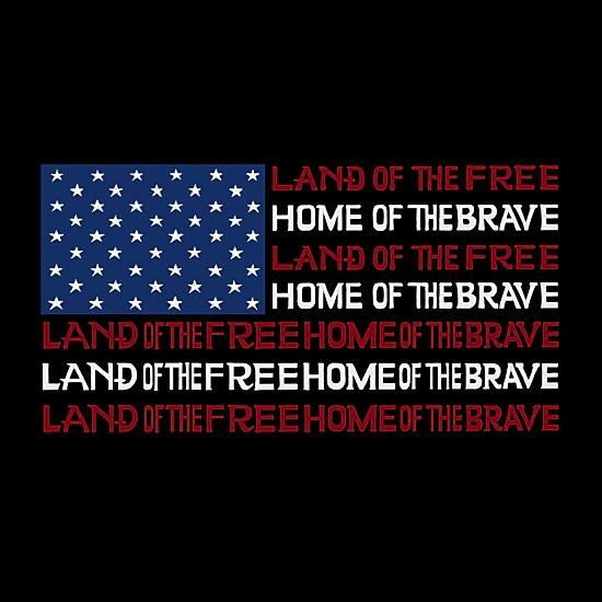 LA Pop Art Girls Long Sleeve Word Art T-Shirt - Land of the Free American Flag