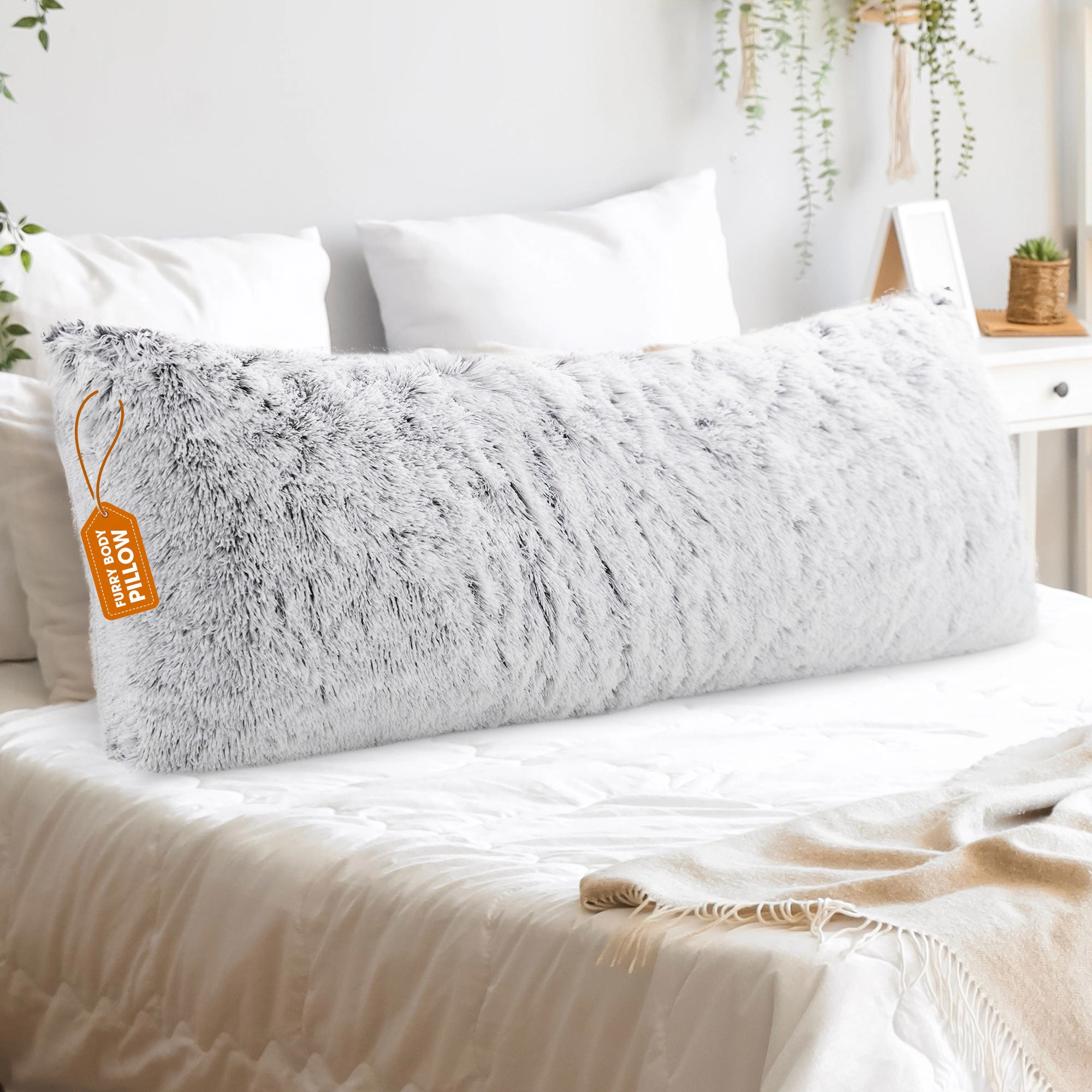 Cheer Collection Long Hair Shaggy Body Pillow 20x54
