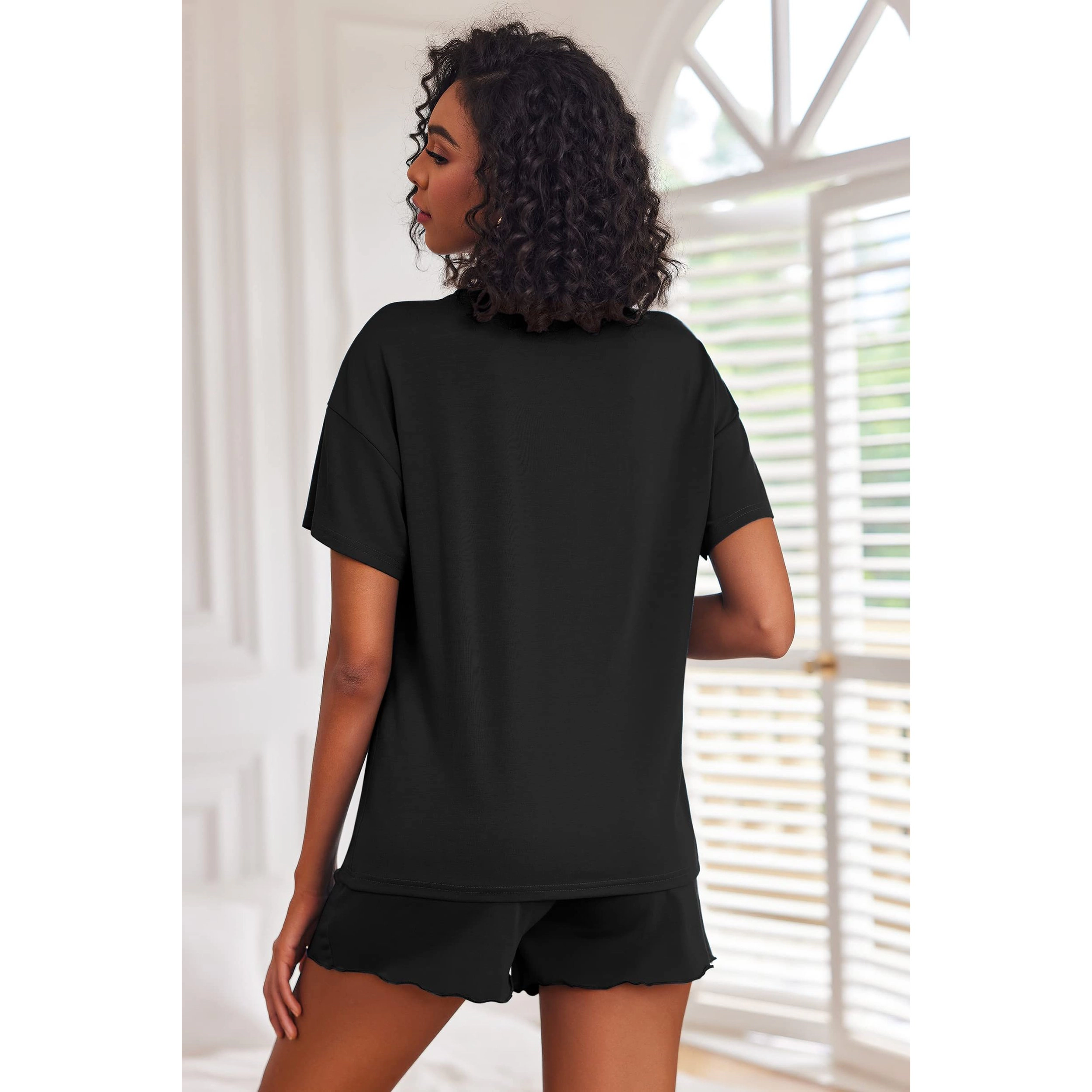 Ekouaer Women’s Soft Lightweight Lounge Set Short Sleeve Top