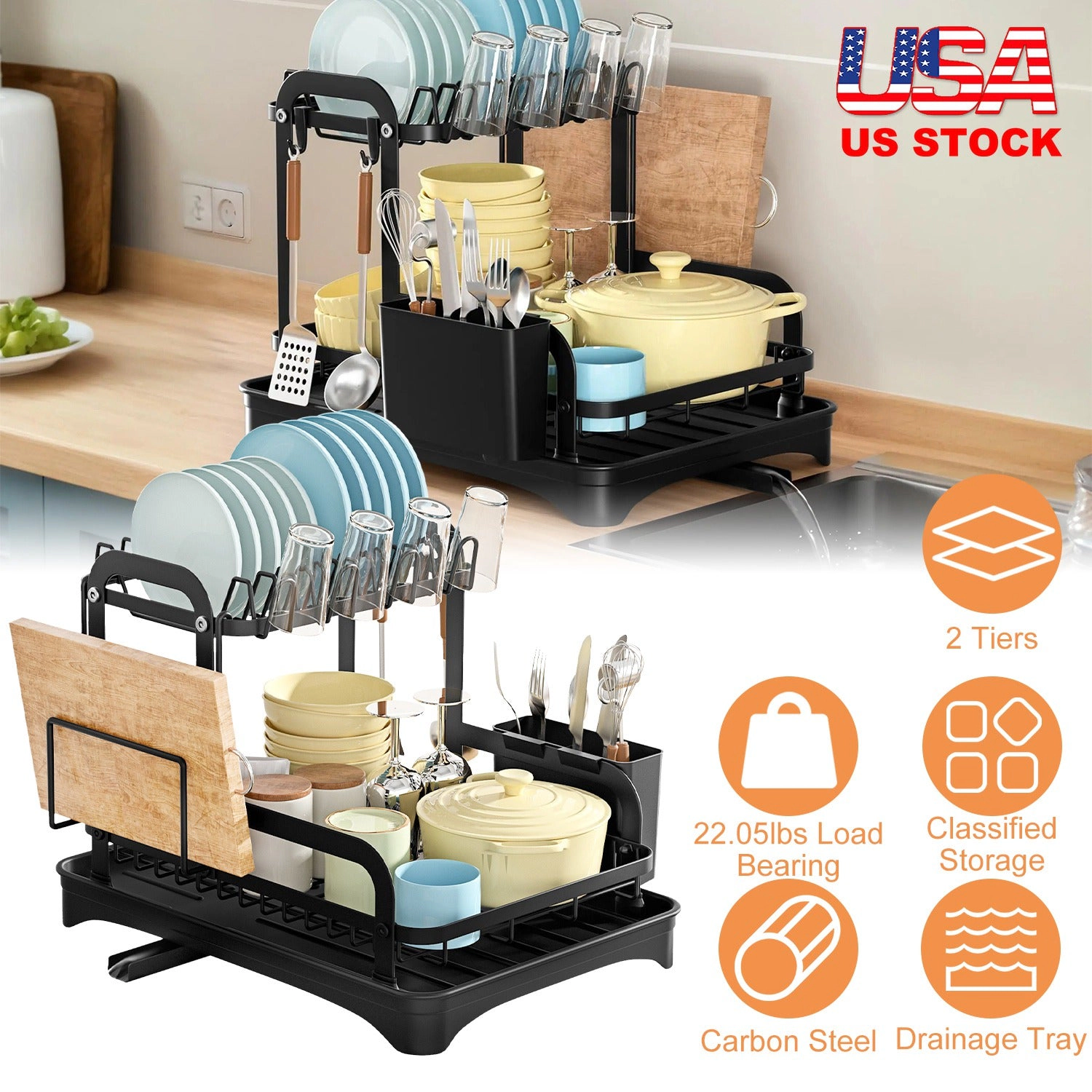GBruno 2-Tier Rustproof Dish Drying Rack