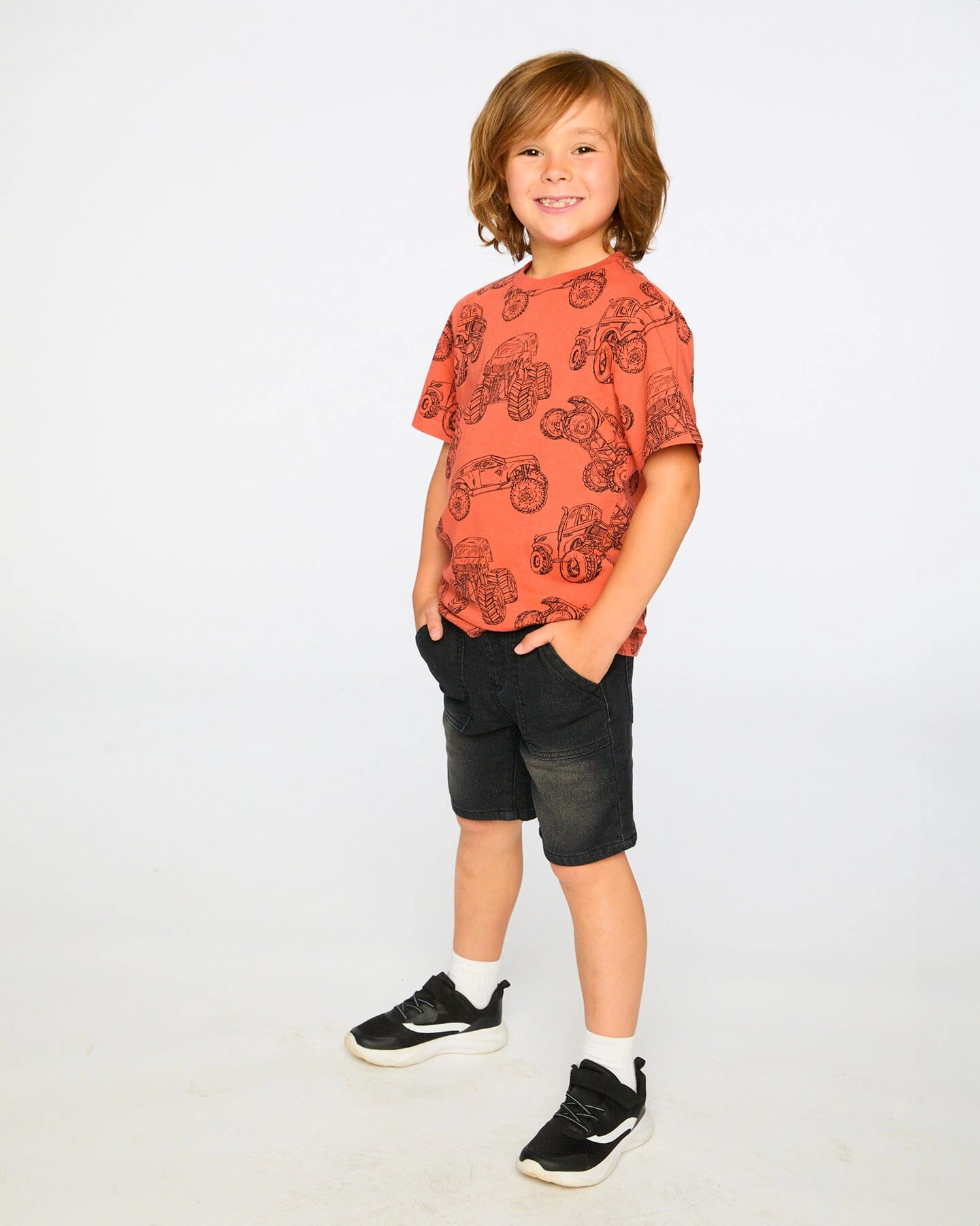 Deux par Deux Boys Organic Cotton Jersey T-Shirt Printed Trucks